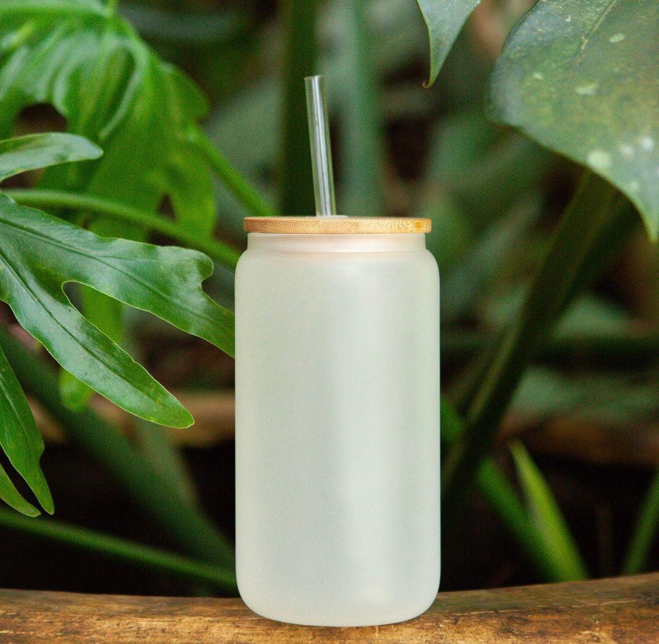 16oz custom glass jar cup with lid and straw