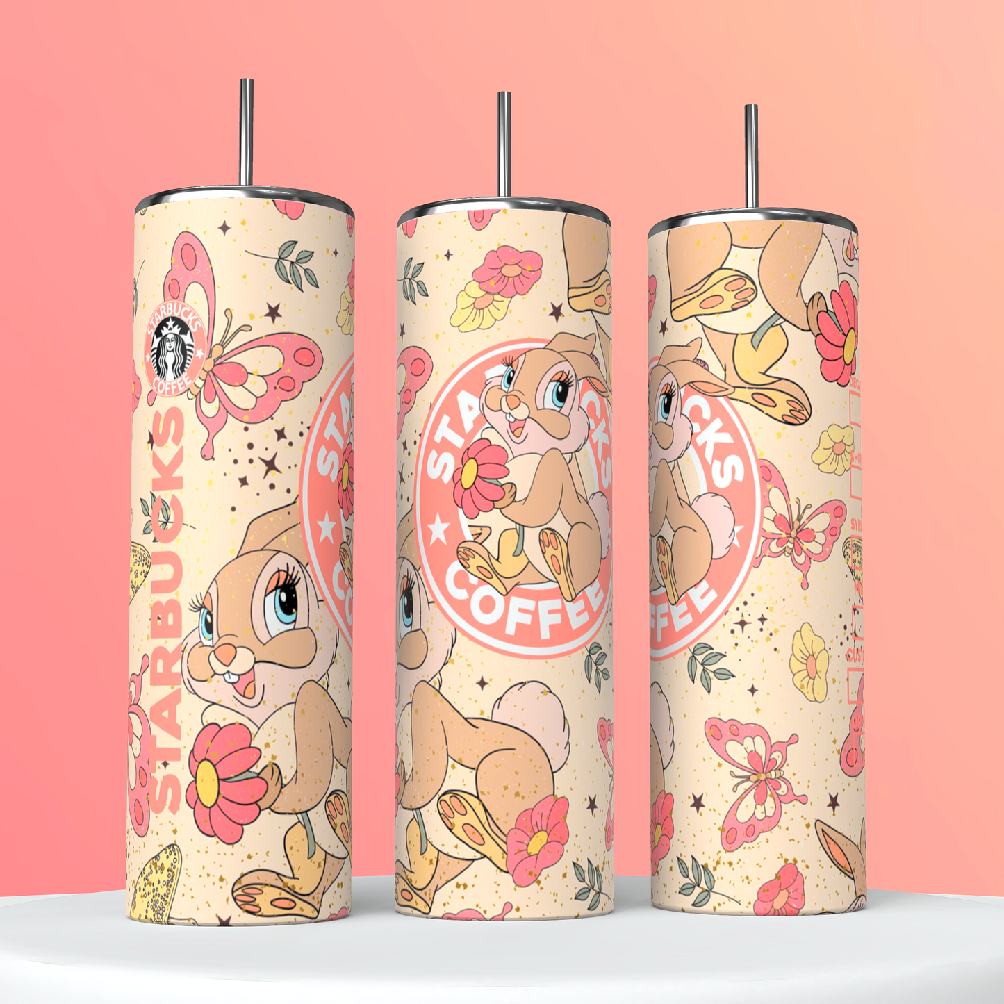 Thumper Starbucks look 20oz skinny tumbler with lid and straw