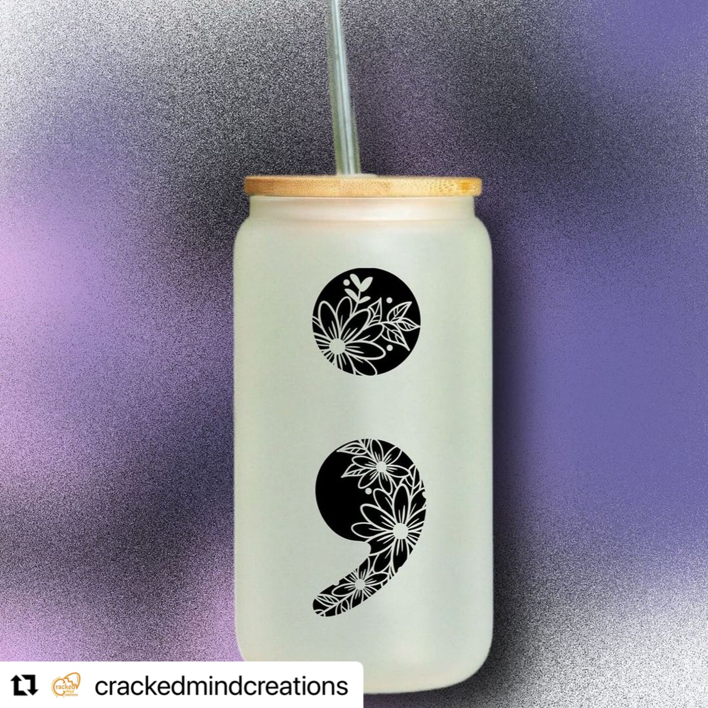 Mental health awareness 16oz glass