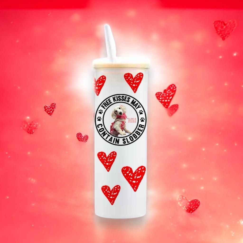 25oz valentine  frosted glass