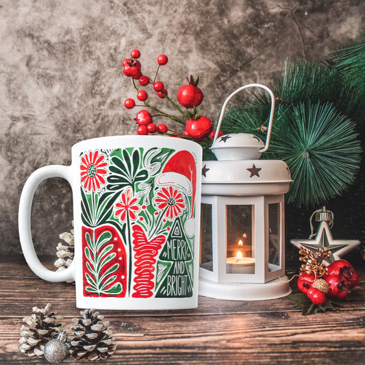 Merry and bright Christmas mug