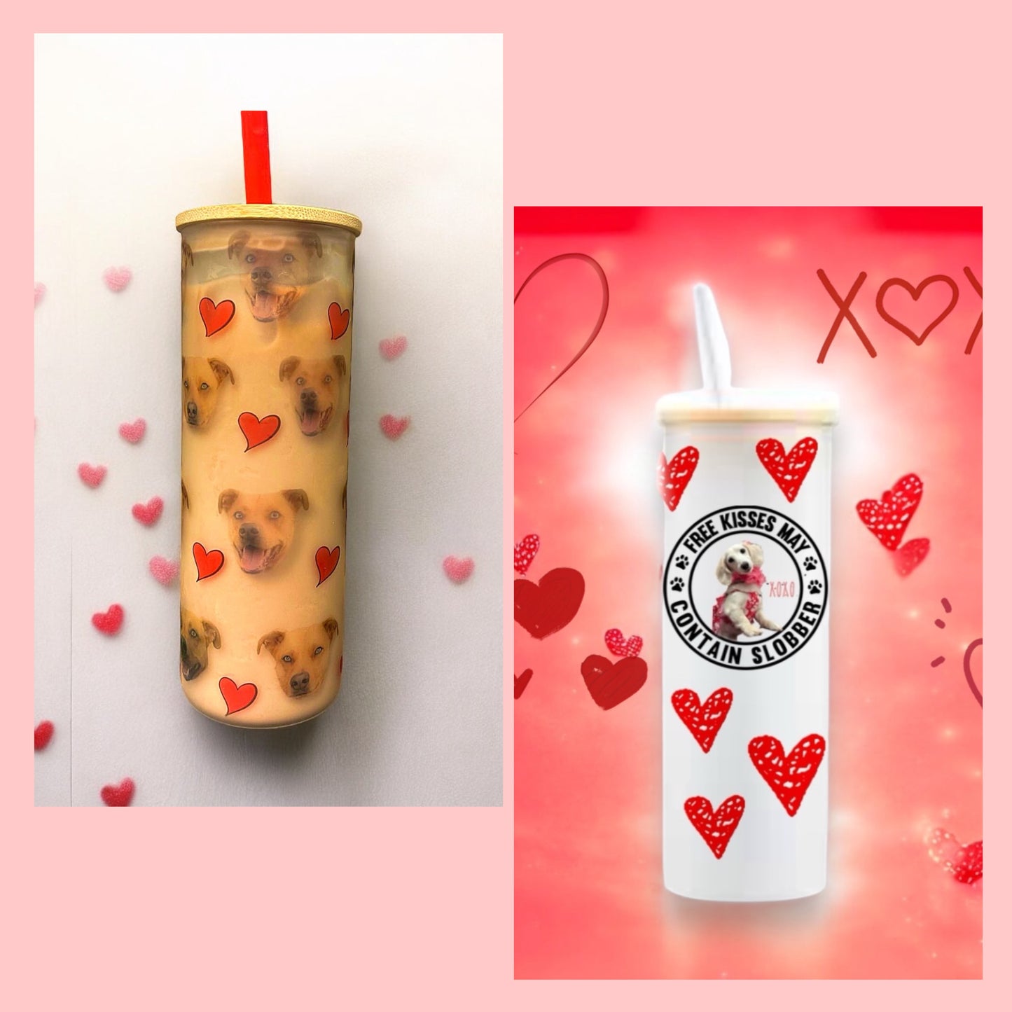 25oz valentine  frosted glass