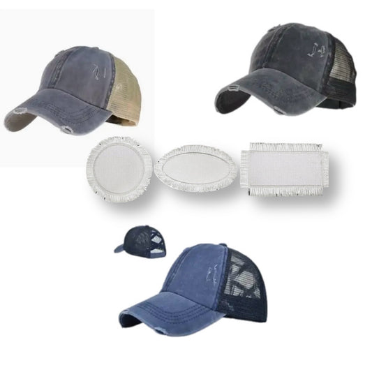 Mesh hat with ponytail/bun opening