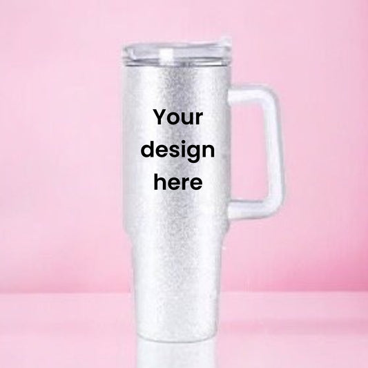 40oz silver glitter stainless steel tumbler