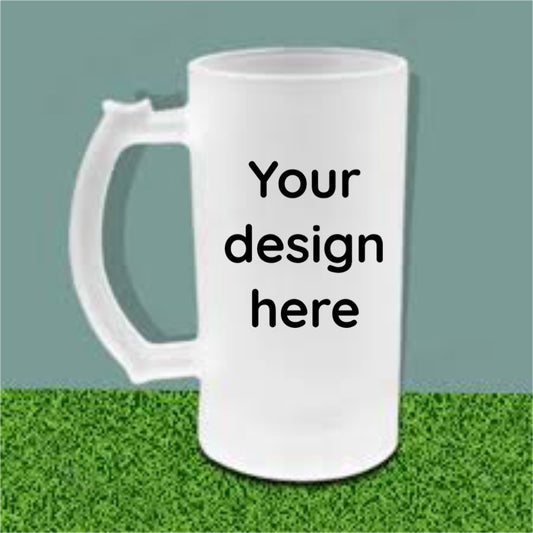 16oz custom frosted glass beer mug