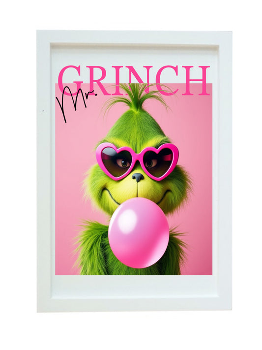 Wood framed grinch with bubble