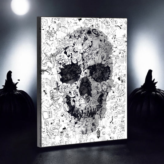 10 x 8 doodle skull wall art