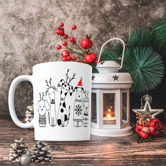 Christmas dogs mug