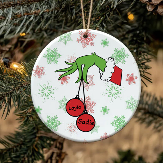 Personalized Grinch ornament- up to 9