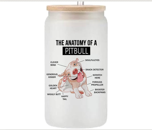 Anatomy of Pitbull 16oz glass