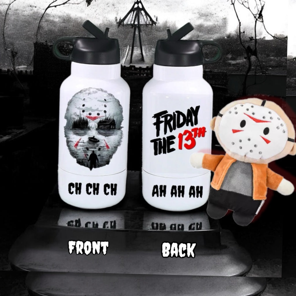 Horror 32oz custom travel water bottle with 10oz removable bowl