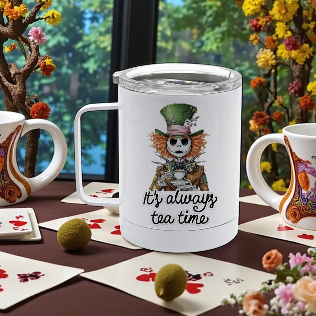 15oz it’s always tea time stainless steel w lid mug