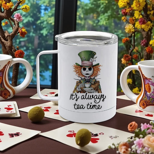 15oz it’s always tea time stainless steel w lid mug