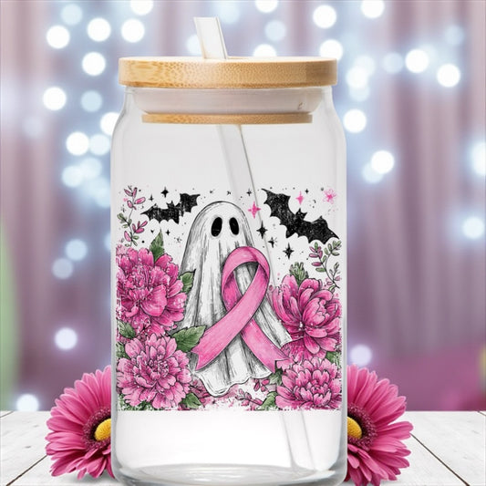 Pink ghost 16oz glass