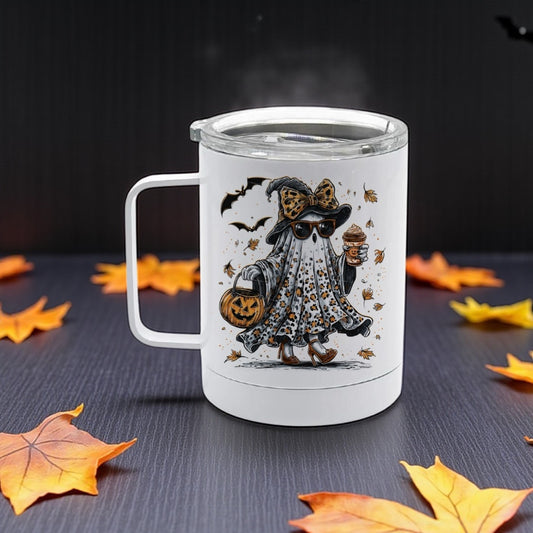 15oz boujee ghost  stainless steel w lid mug
