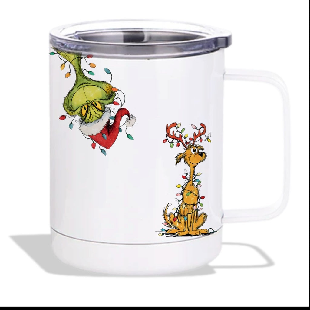 Grinch and Max  15oz stainless steel mug with lid