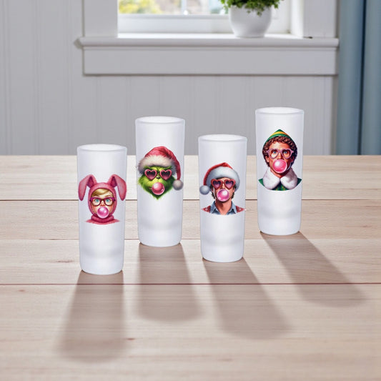 3oz Christmas characters shot glass set of 4