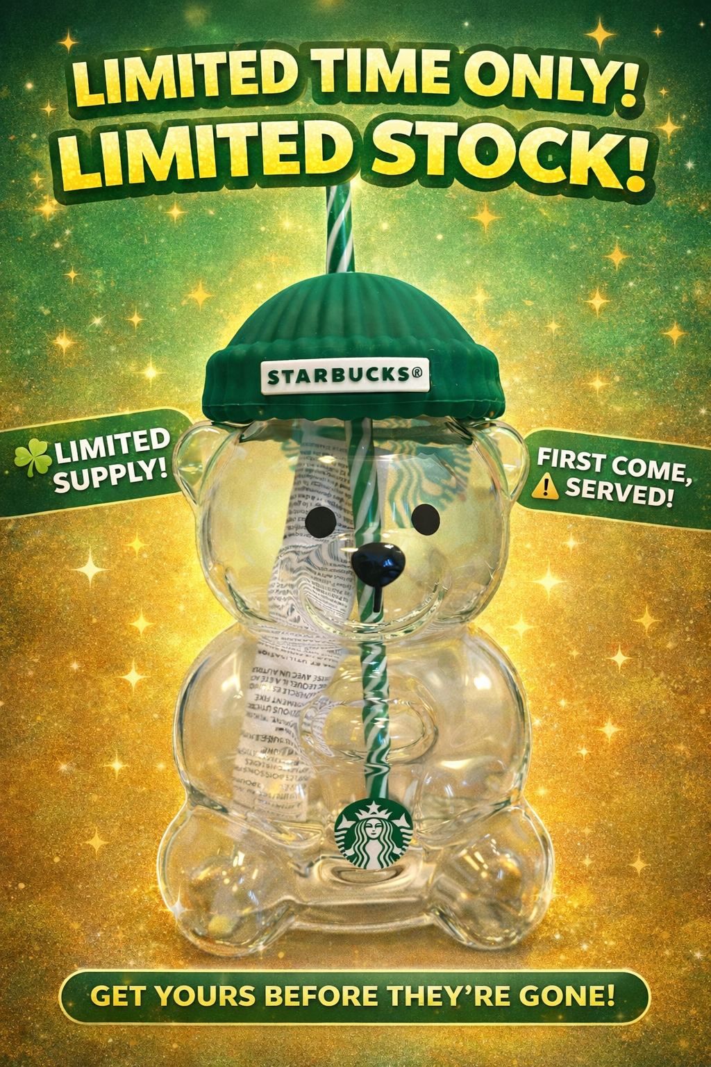 Cute limited bear glass